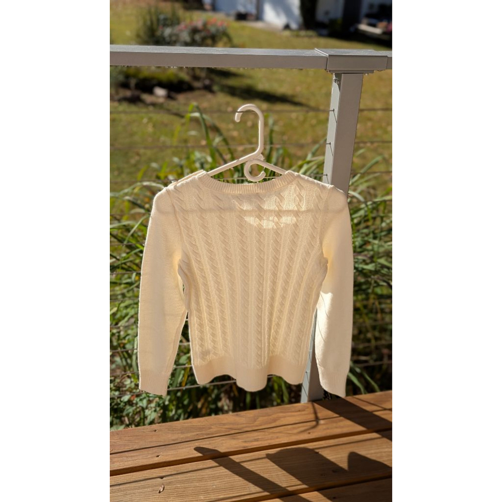 Women's Talbots Cream Cable Knit Crew Neck Sweater XS